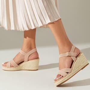 Vivaia Sally Pro Wedge Sandals Old Money Casual Knit Platform Comfort Almond 8.5